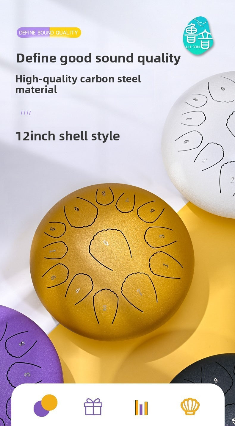 12-inch 13-tone Steel Tongue Drum, Shell Style