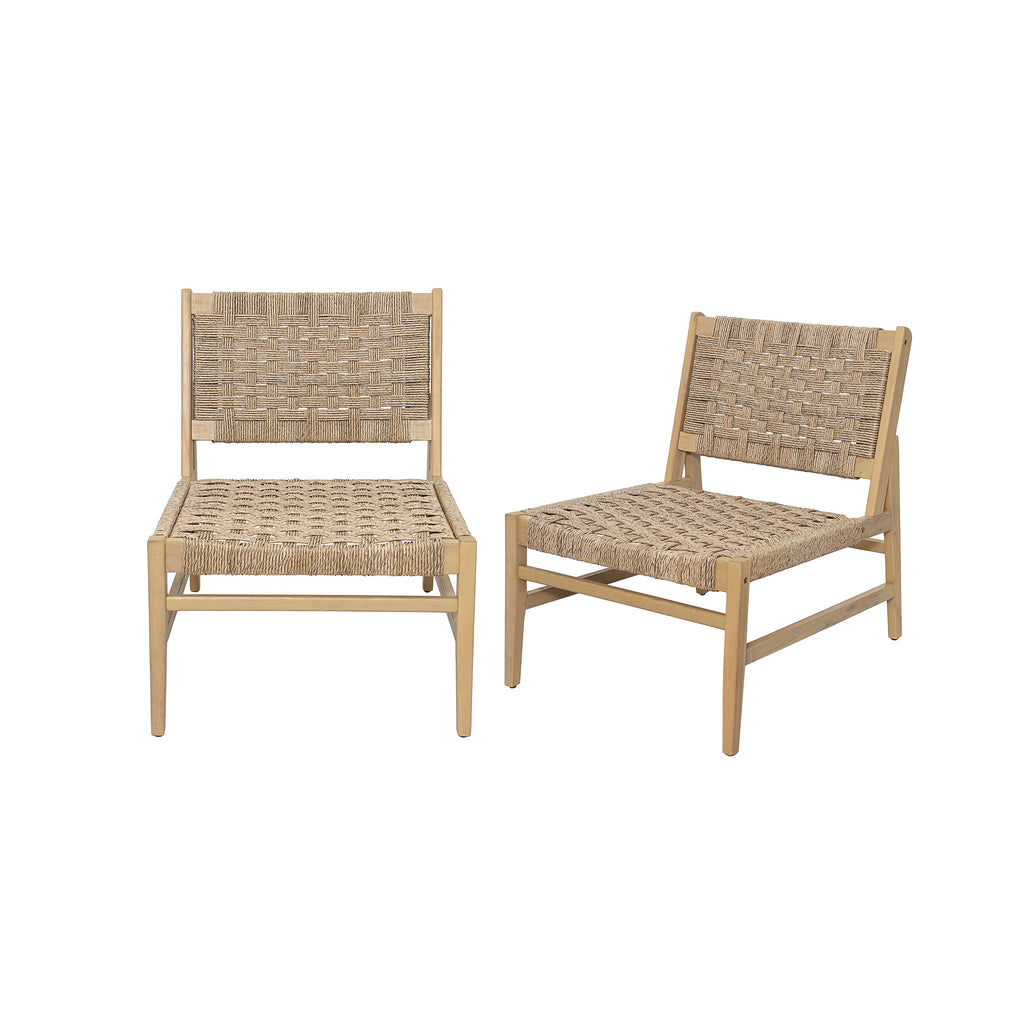 Noreen Club Chair Acacia Wood and Wicker Woven
