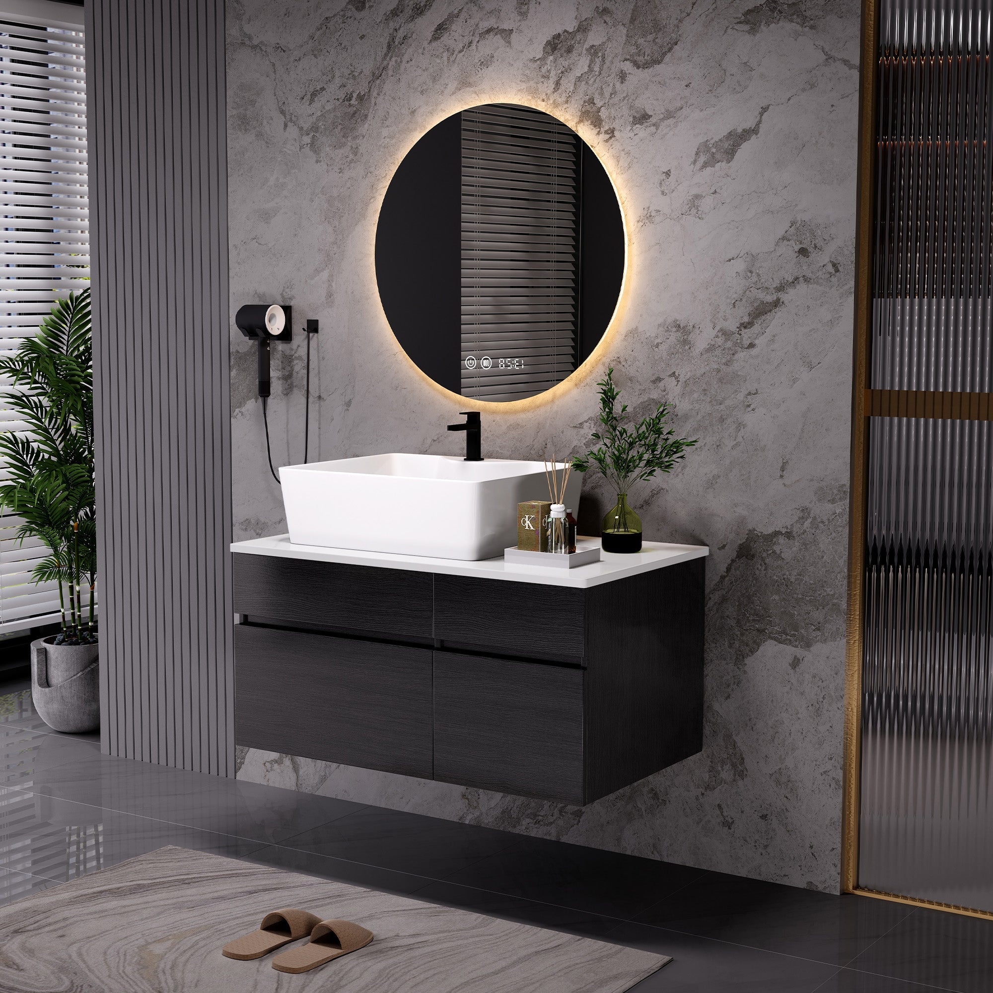 31.5 Inches Floating Single Small Bathroom Vanity with Sink
