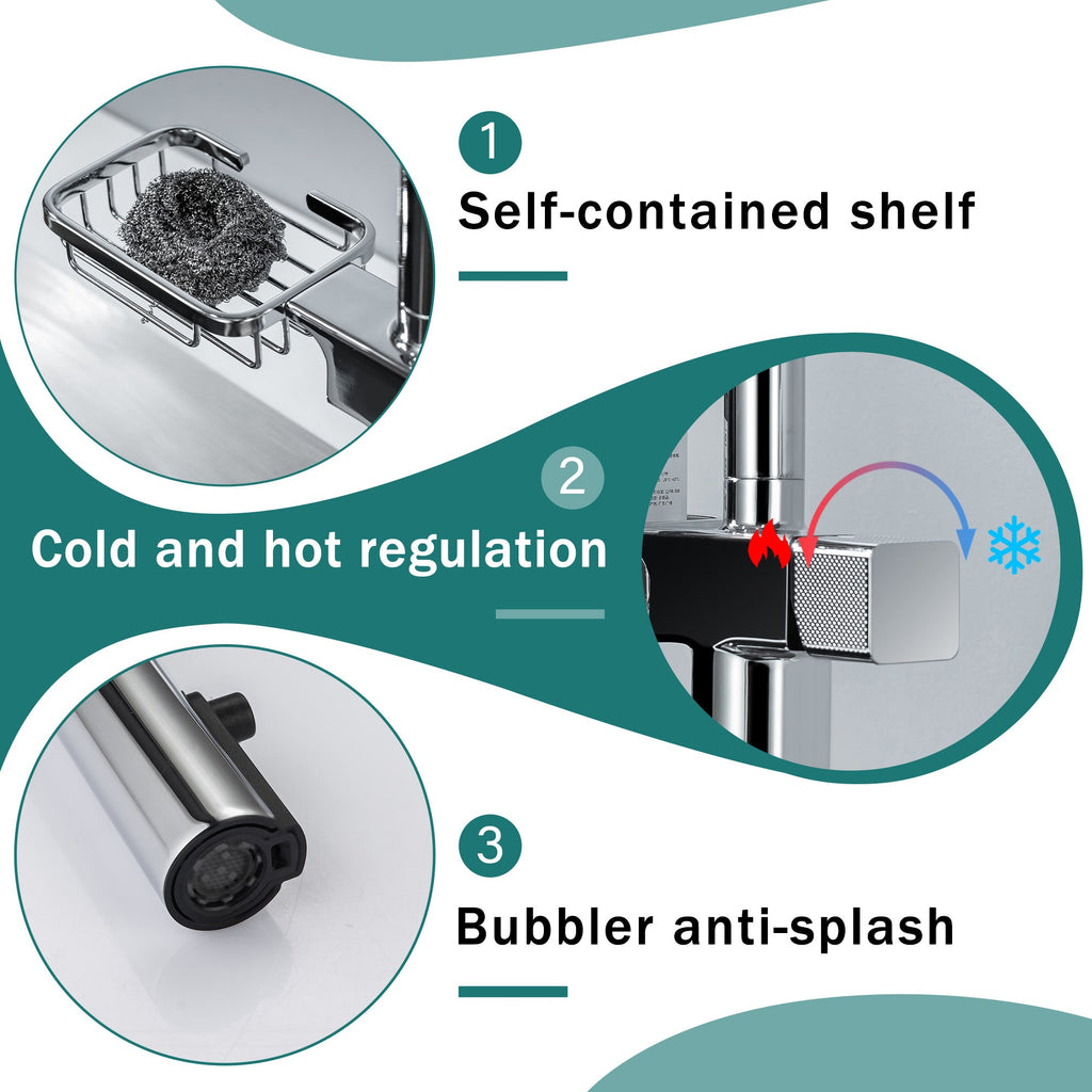 High Arc Pull-Down Kitchen Faucet - Single Hole Stainless Steel