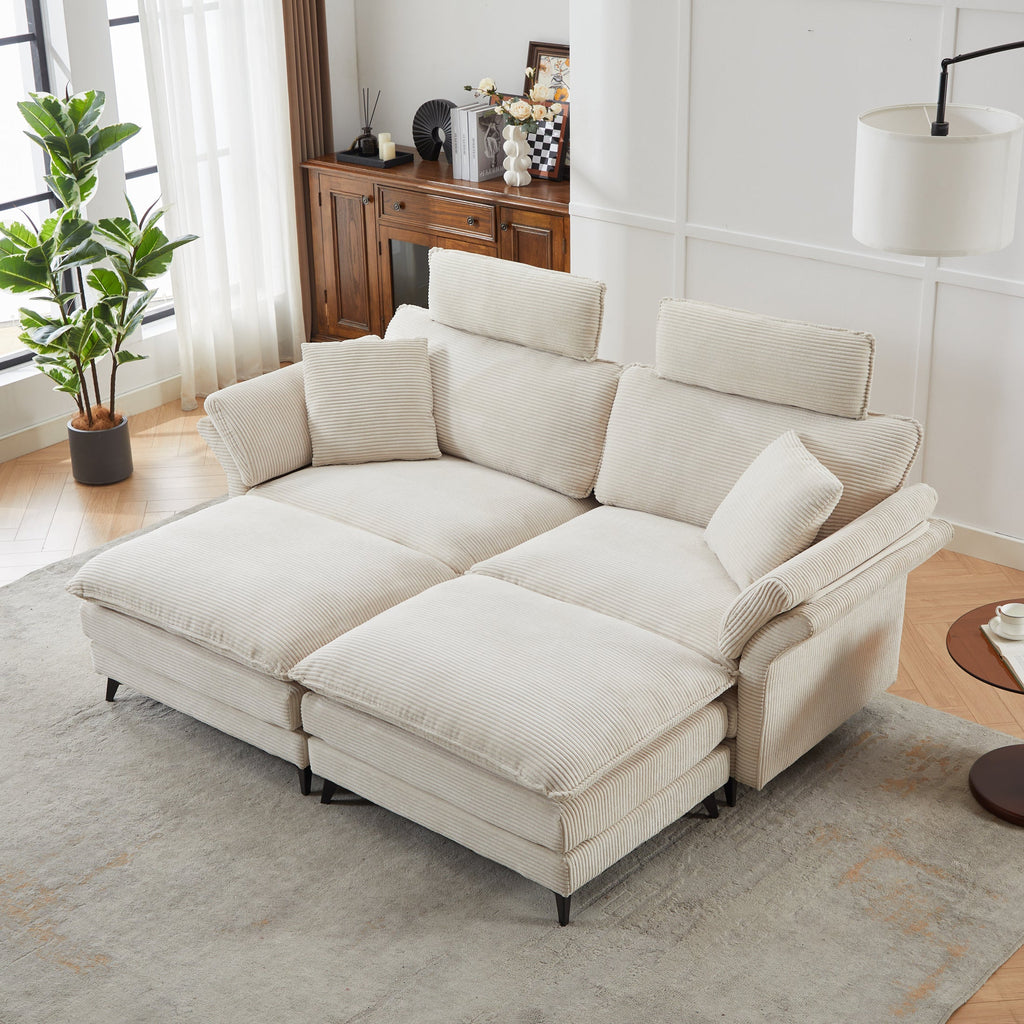 Modern Corduroy Upholstered Sectional Sofa