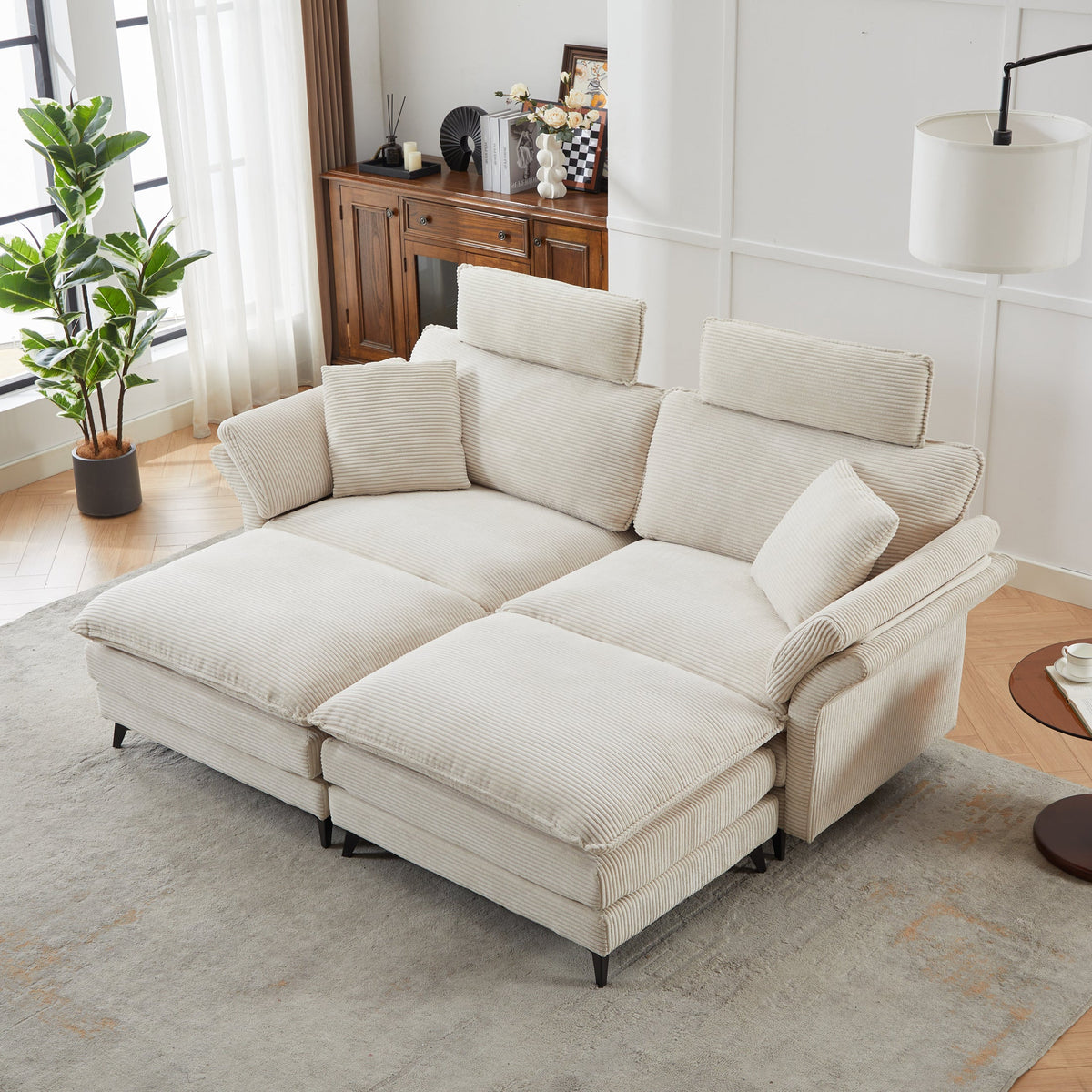 Modern Corduroy Upholstered Sectional Sofa