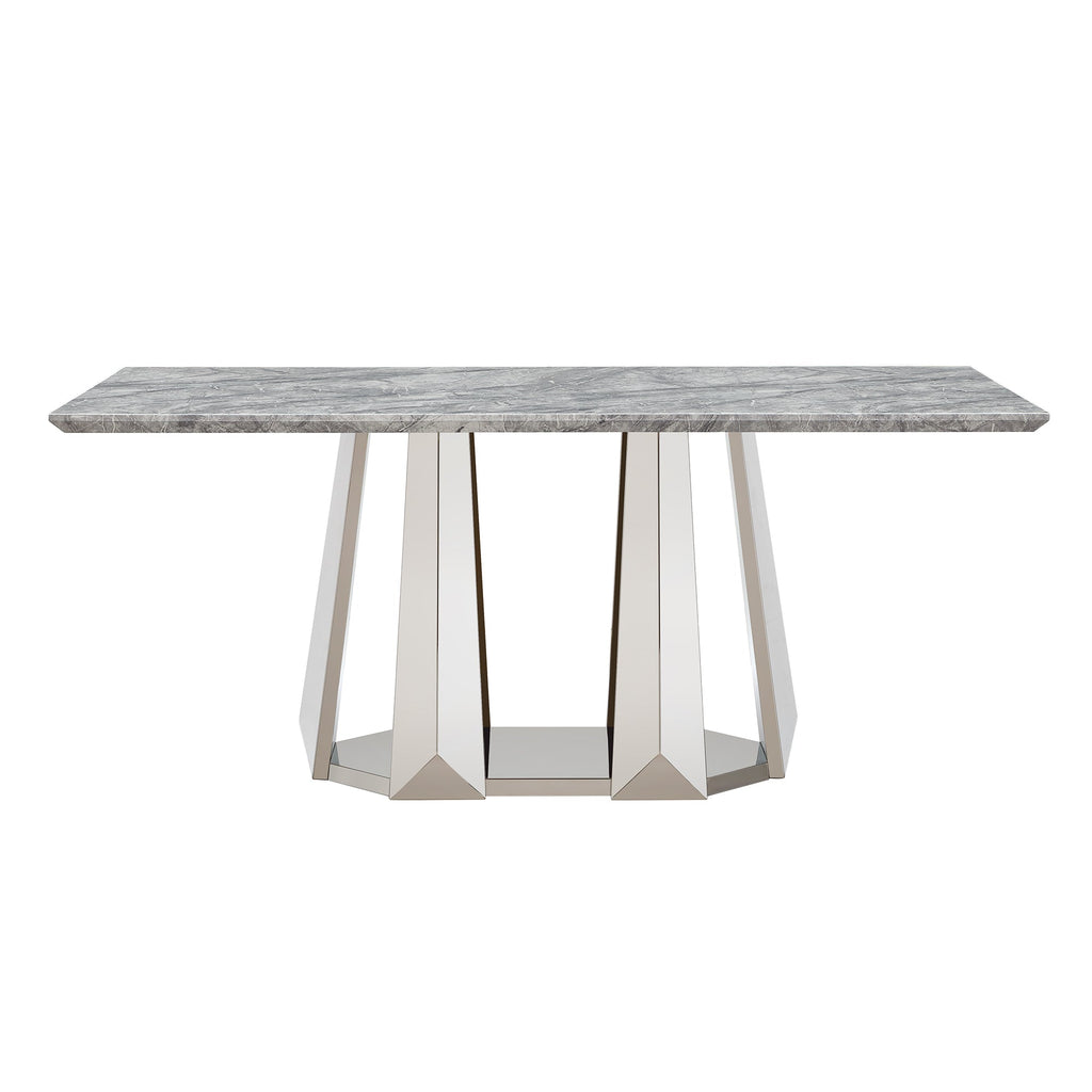 Modern Faux Marble Dining Table for 6