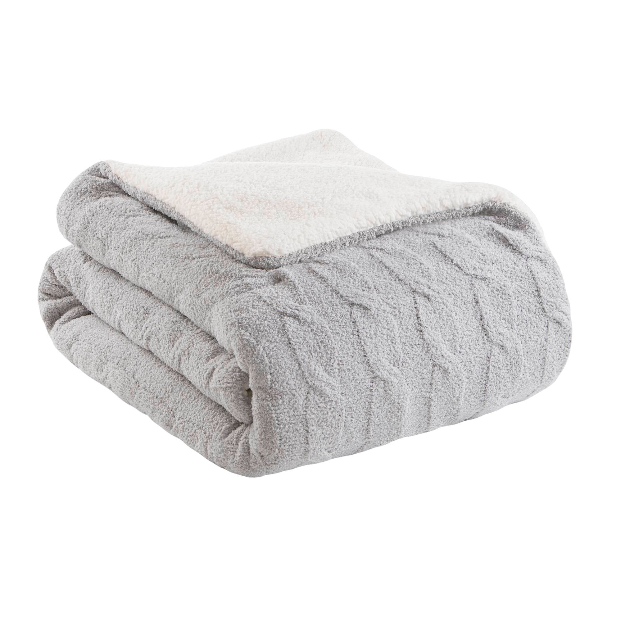 3 Pieces Full/Queen Cable Knit Chenille Comforter Set