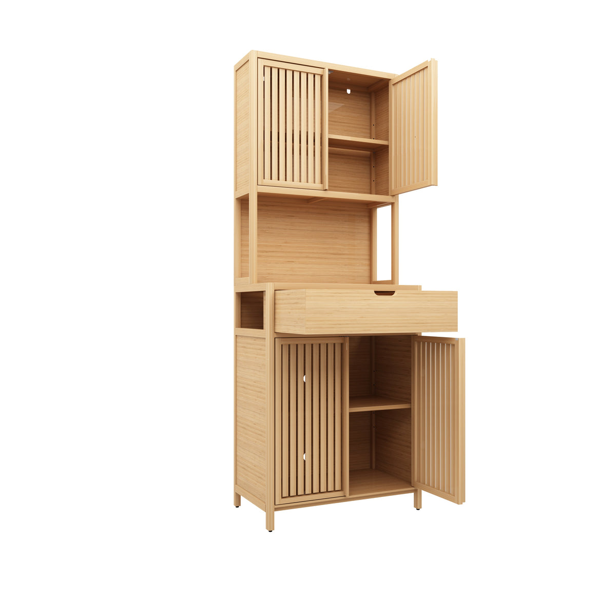 Double-Door Bamboo High-Capacity Storage Cabinet