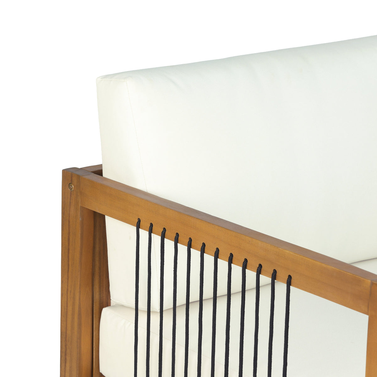 Acacia Wood Outdoor Loveseat with Handwoven Rope