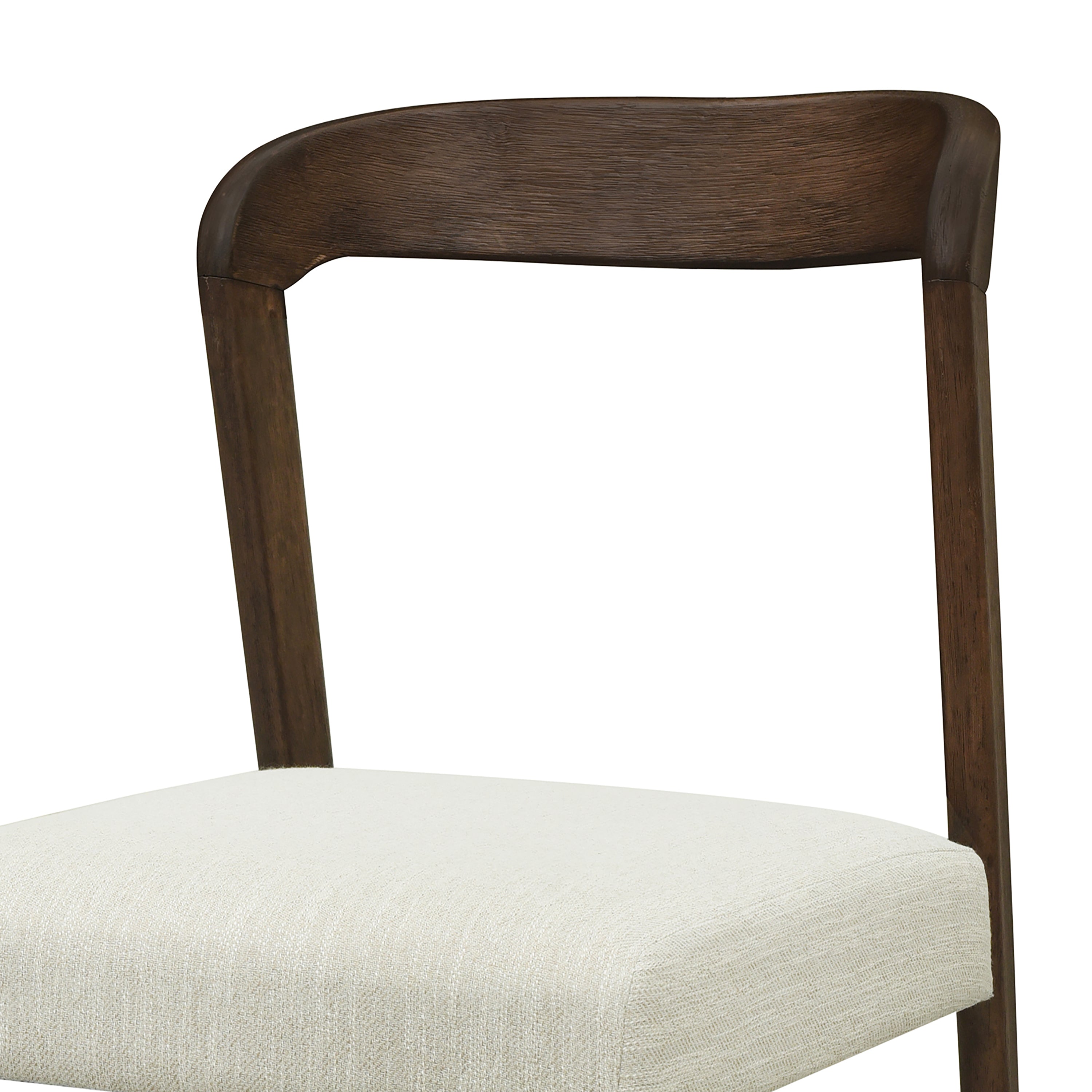 Solid Rubber Wood Dining Chairs (Walnut + Beige) - Set of 2
