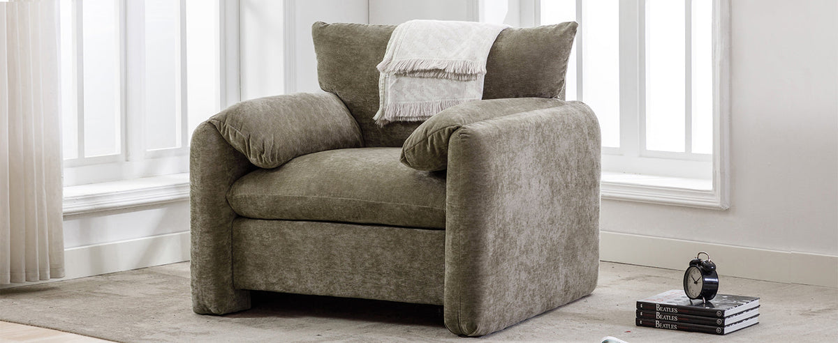Modern Style Chenille Oversized Armchair