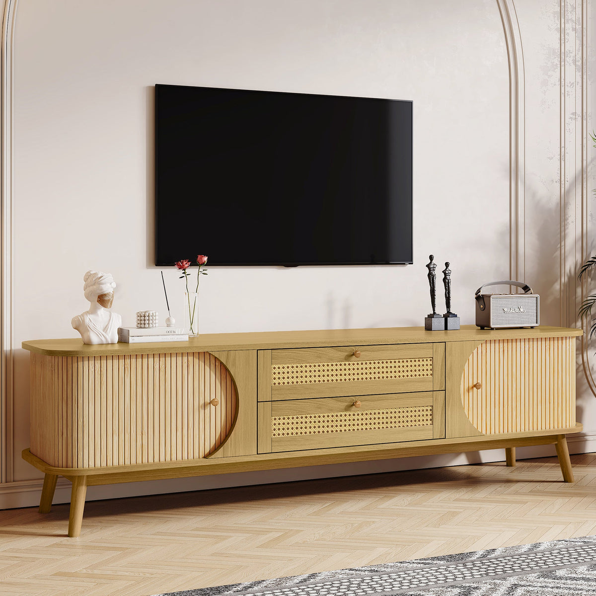 Rattan TV Stand for TVs Up to 75''