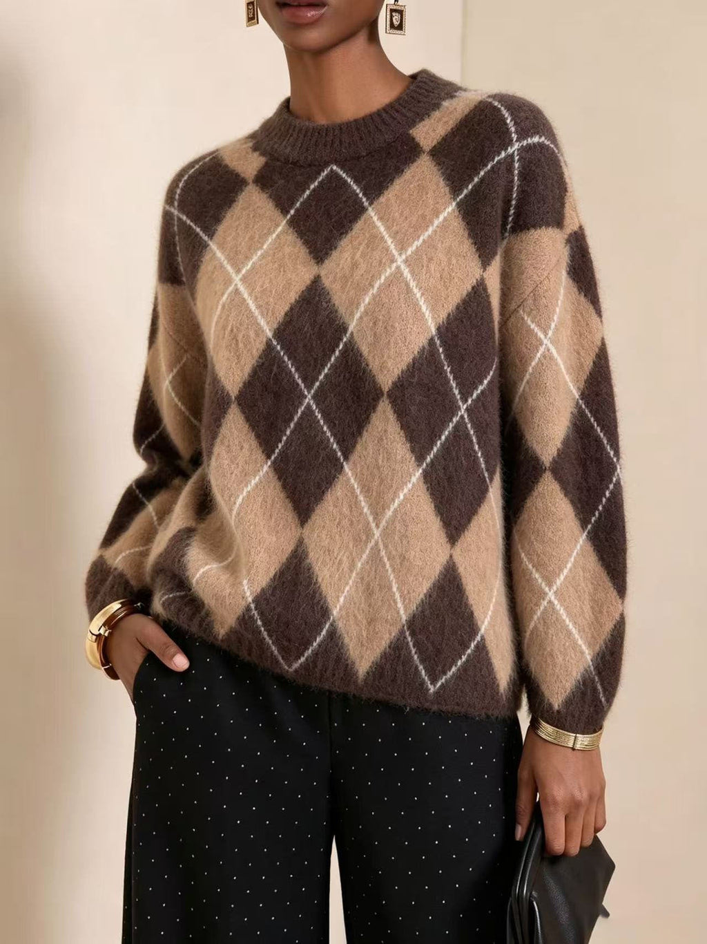 Women's Loose-fitting Mink Fur Crew-neck Sweater