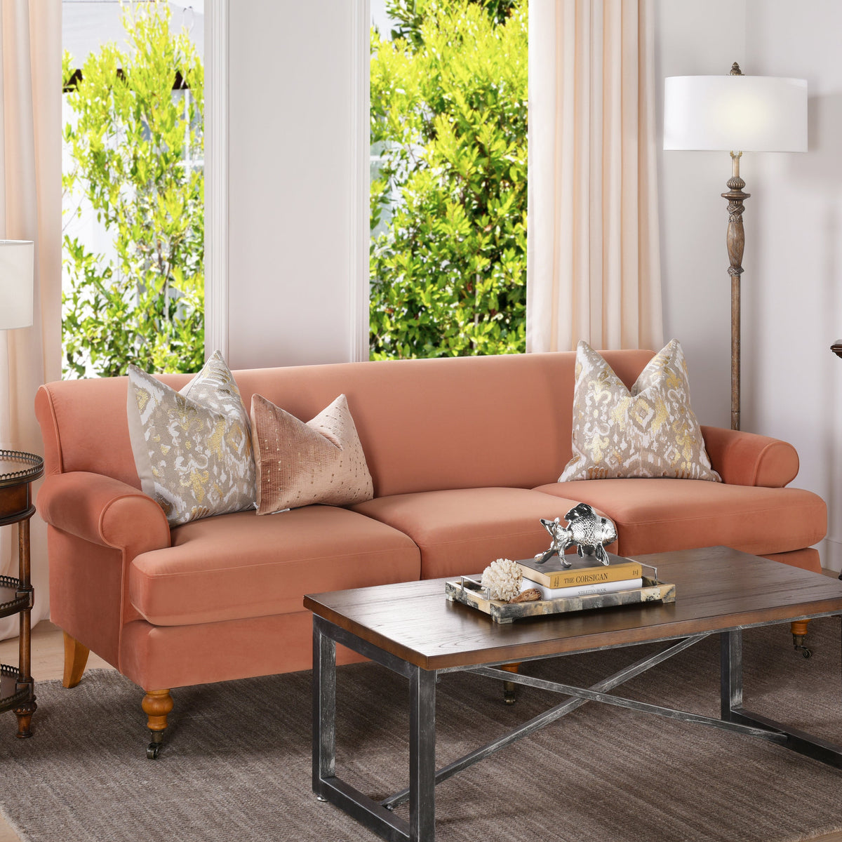 Alana Lawson Three-Cushion Tightback Sofa, Peach
