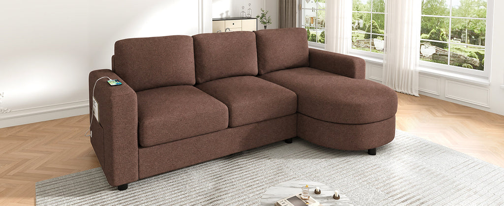 Modern Sectional Sofa with Curved Chaise Lounge