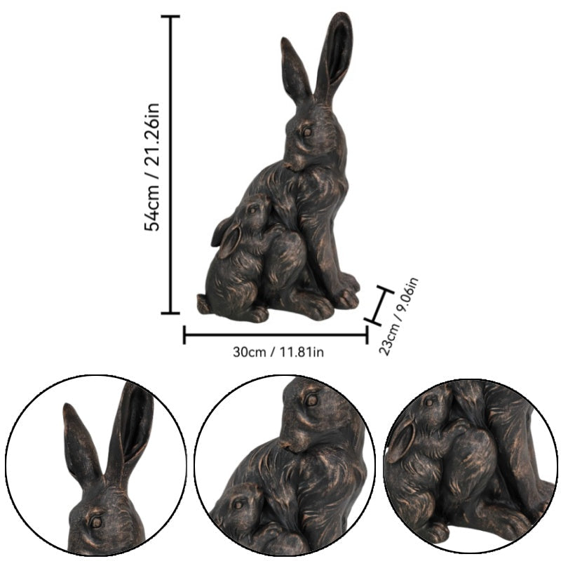 22'' Tall Mother Hare & Baby Cuddling Garden Statue