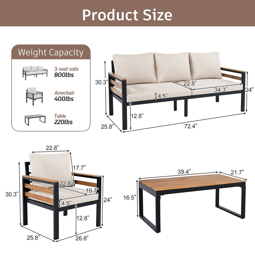 GO 4-Piece Outdoor Furniture Sofa Set for 5 People