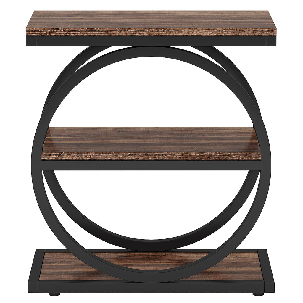 Industrial Narrow End Table with 3 Shelves