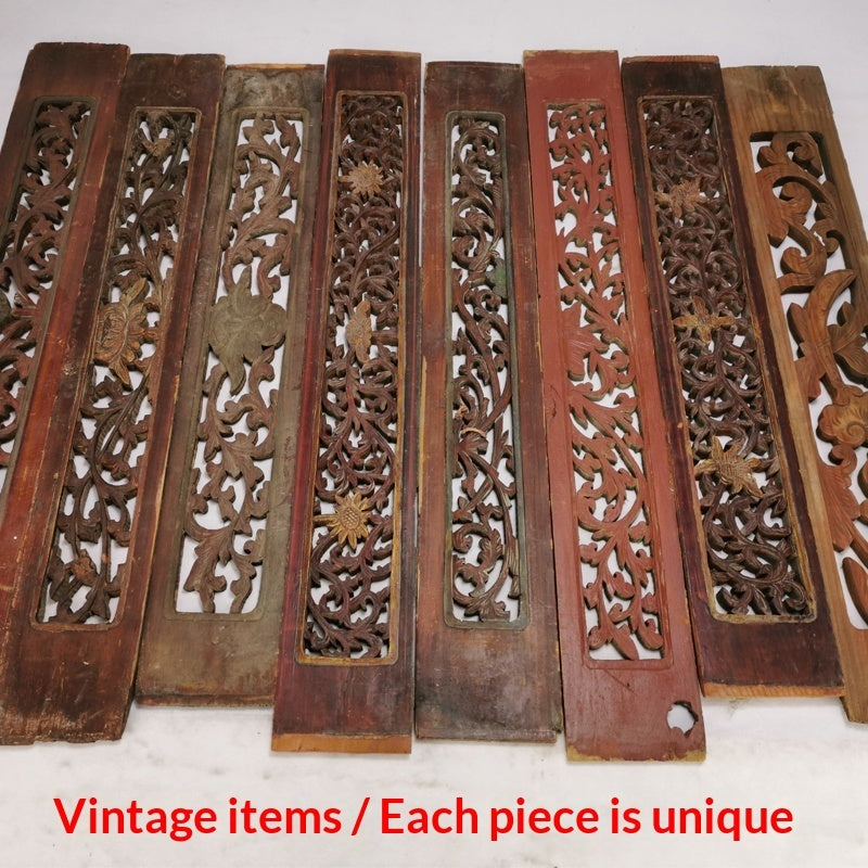 Solid Wood Carved Window Screen Hanging Panel Made From Old Wooden Planks