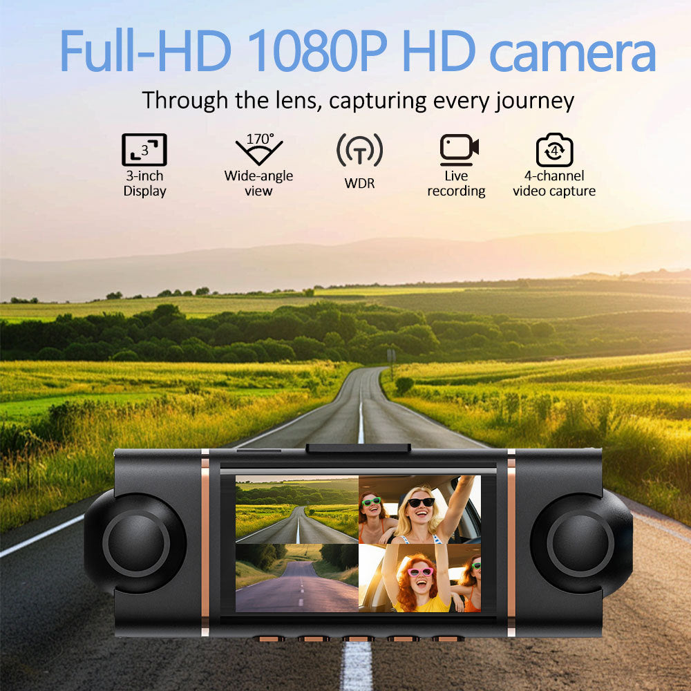 Four-lens Dashcam With Four WiFi Channels Infrared Night Vision And Ultra-thin Design