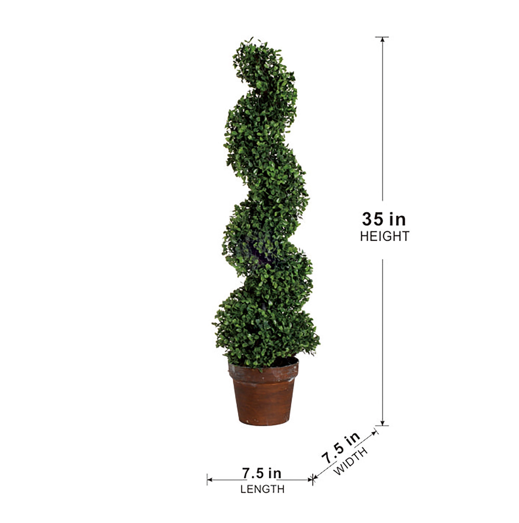 7.5x7.5x35" 3 Foot Tall Artificial Spiral Boxwood Tree