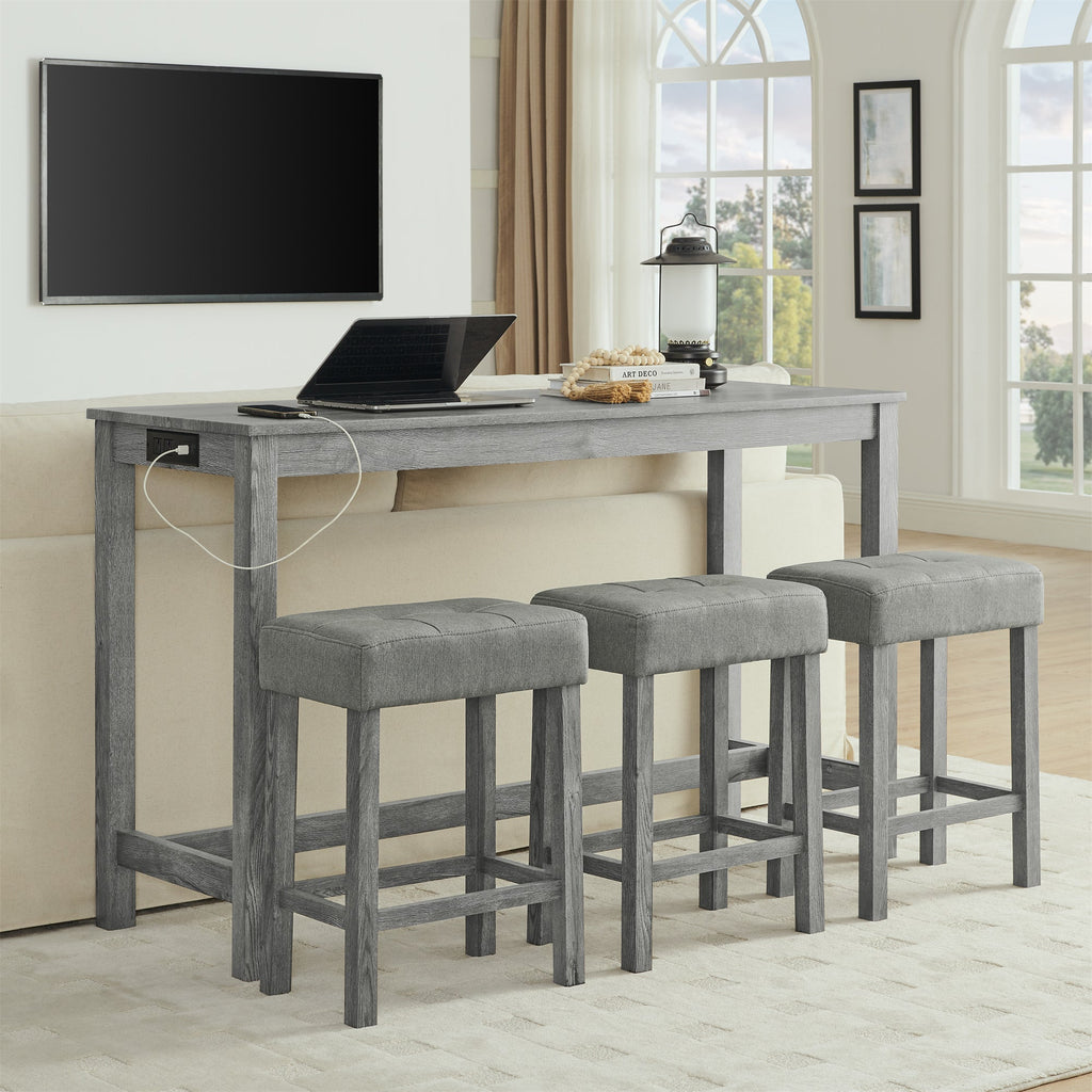 59 Inch Bar Table, Dining Table and Chair Set