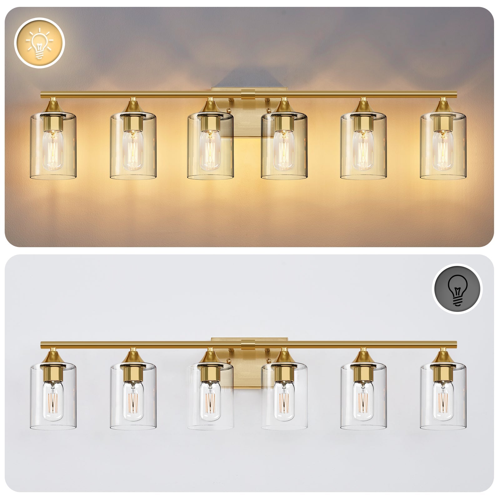 6-Light Brushed Bathroom Vanity Wall Light