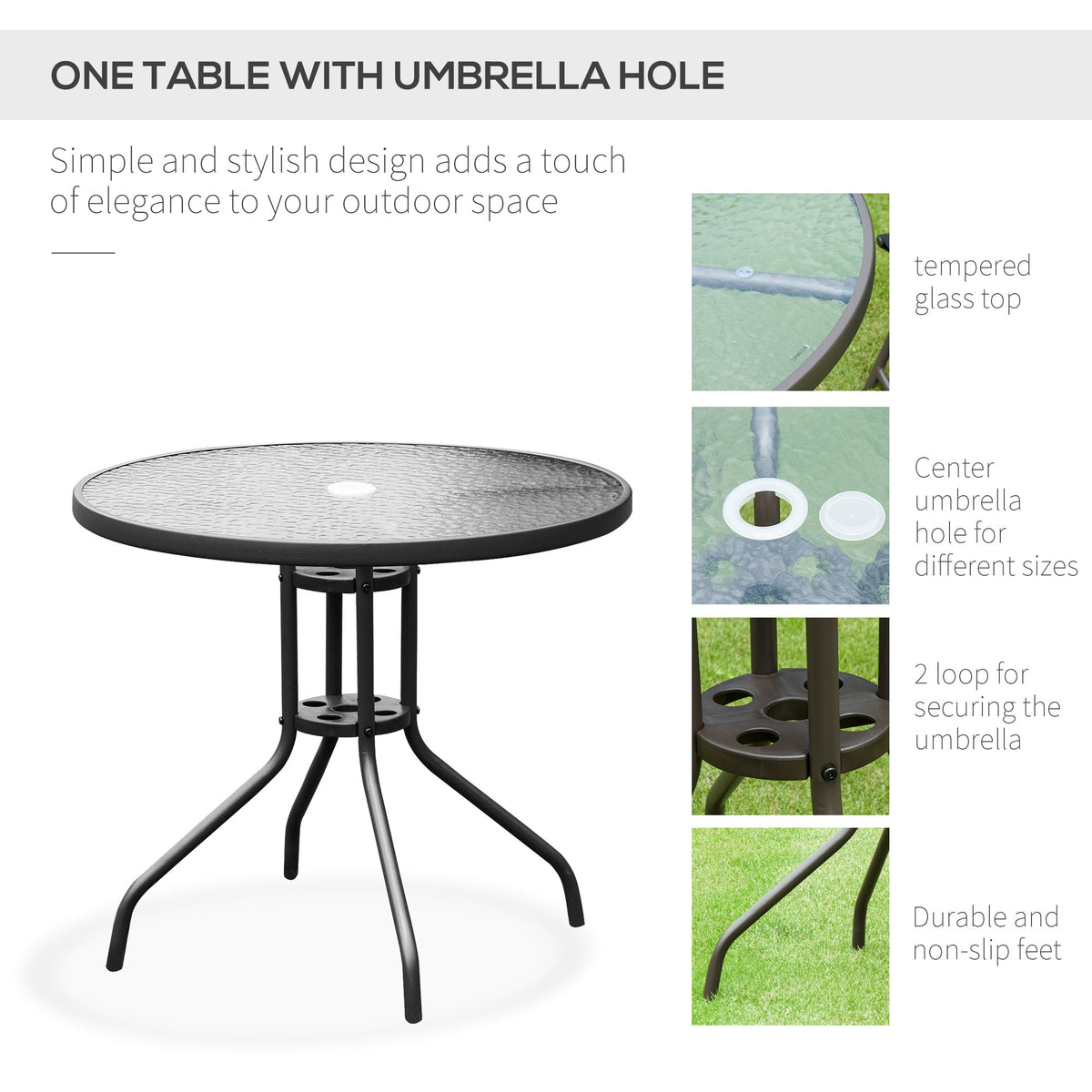 Outsunny 6 Piece Patio Dining Set for 4 with Umbrella