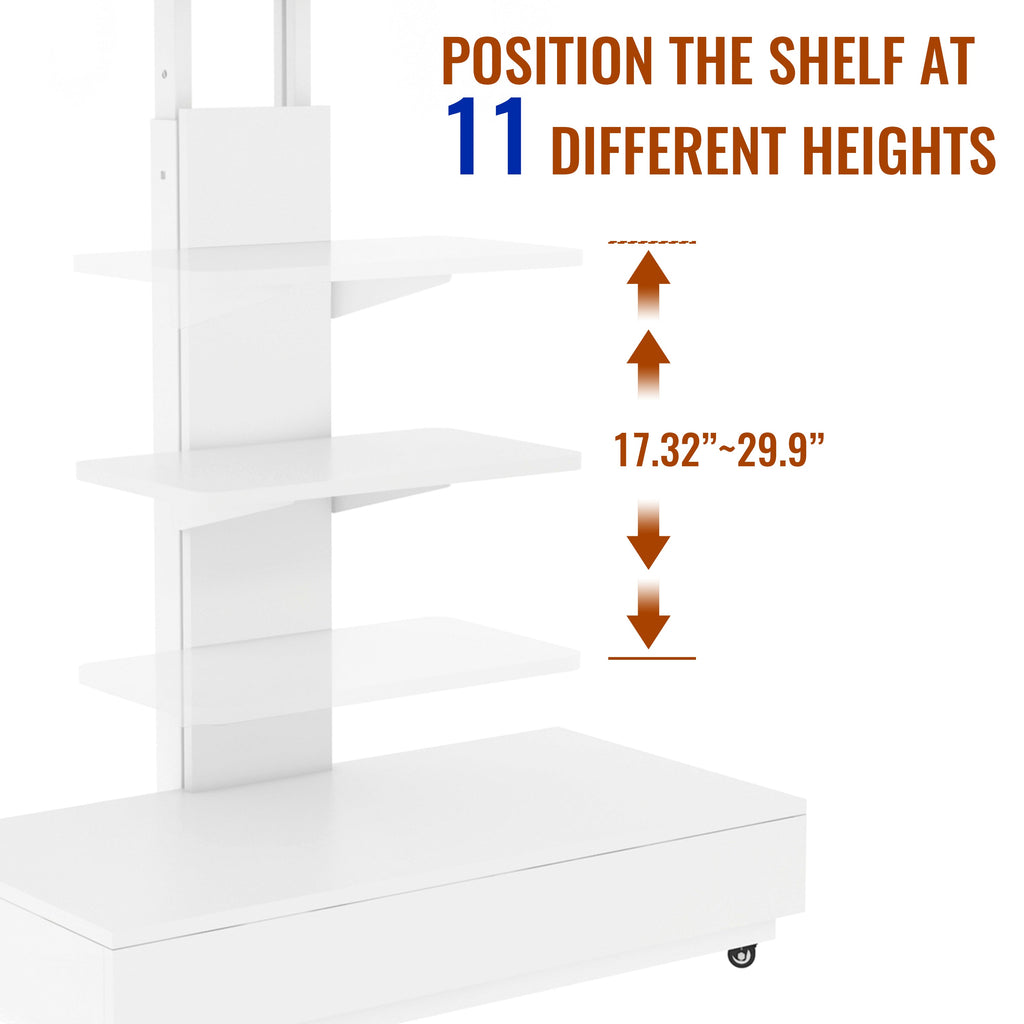 Adjustable Mobile TV Stand with Push-Pull Drawer