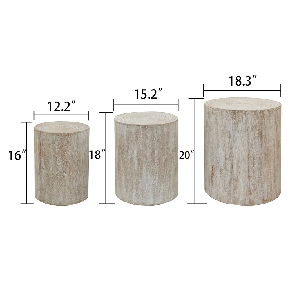 Set of 3 Rounded Wood Coffee Tables, End Tables, Plant Stands