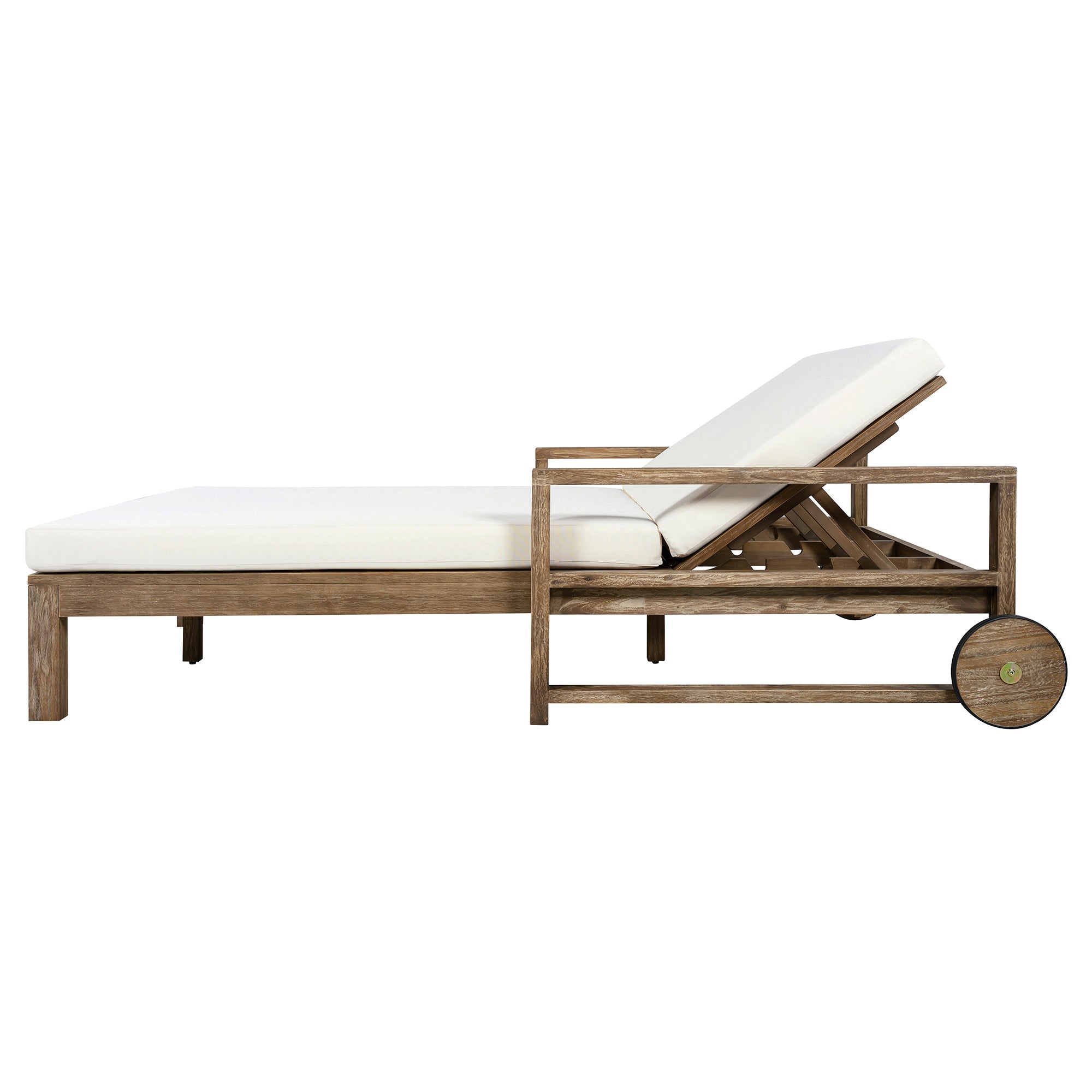 TREXM 1-Piece Farmhouse-styled Wooden Outdoor Sunbed