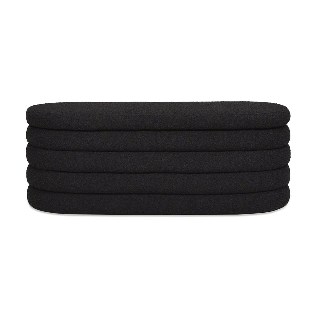 Fuji 49" Upholstered Oval Storage Bench, Ebony