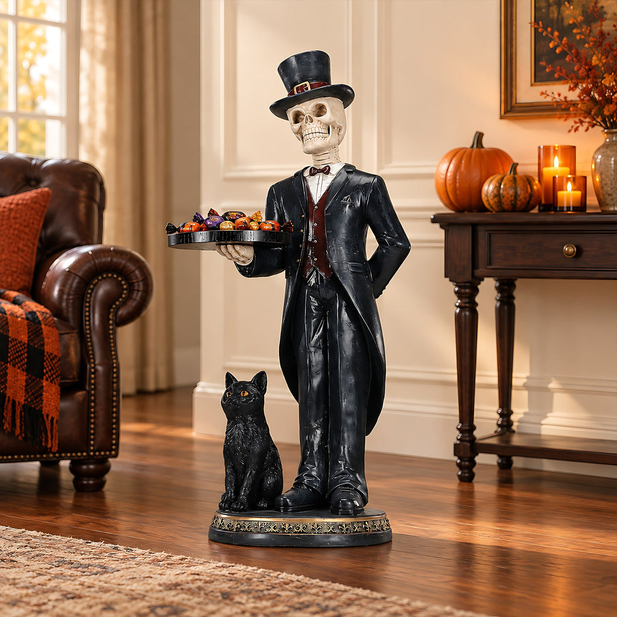 Halloween Skeleton Butler Floor Statue