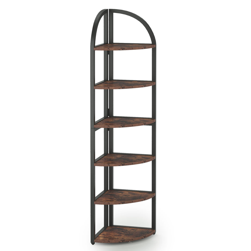 71.65" Tall 6 Tier Rustic Corner Shelf