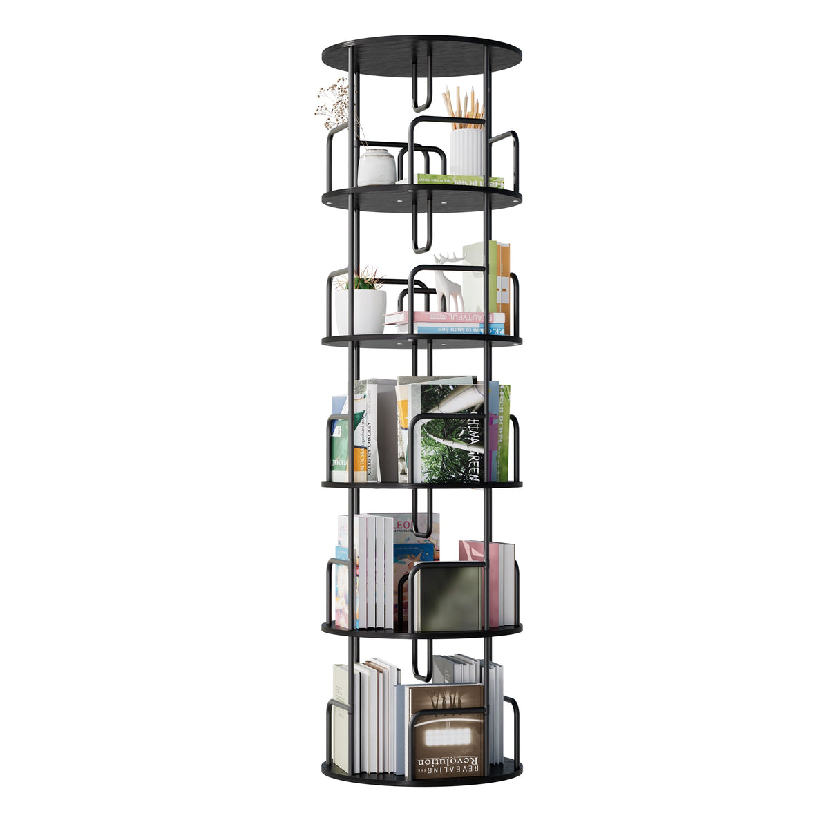 Rotating Bookshelf Tower - 5 Tier