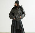 Turtleneck Smoky-blend PU Faux Leather Jacket