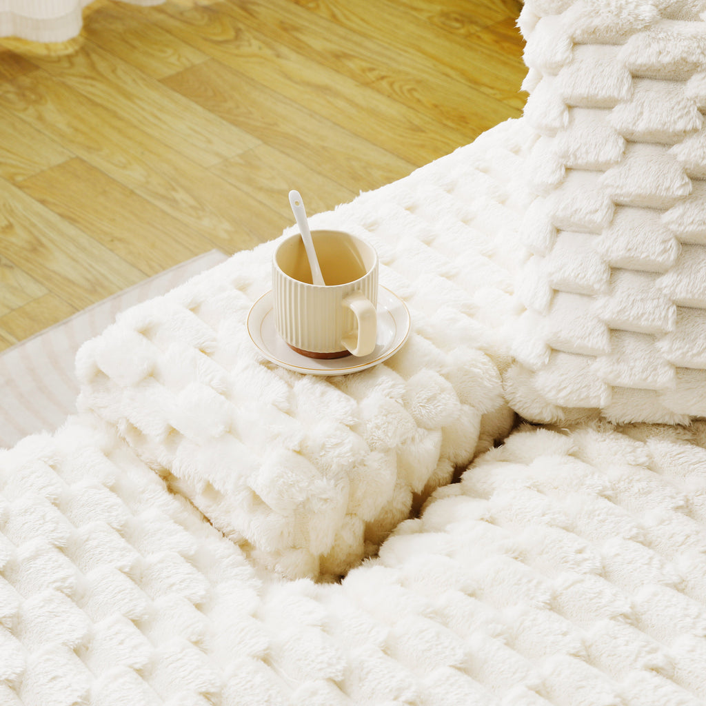 White Turtle Velvet Double Chaise Lounge