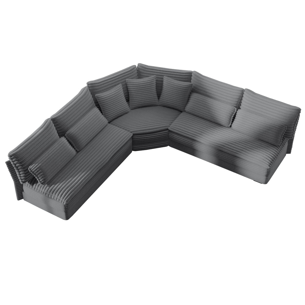 5-Seater L-Shaped Sectional Sofa with Curved Corner