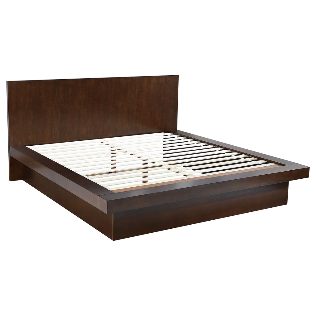 Tokyo Cappuccino Wood Eastern King LED Panel Bed