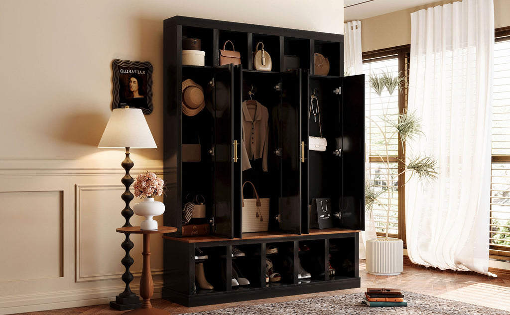 U-Can Farmhouse Entryway Storage Cabinet Coat Closet