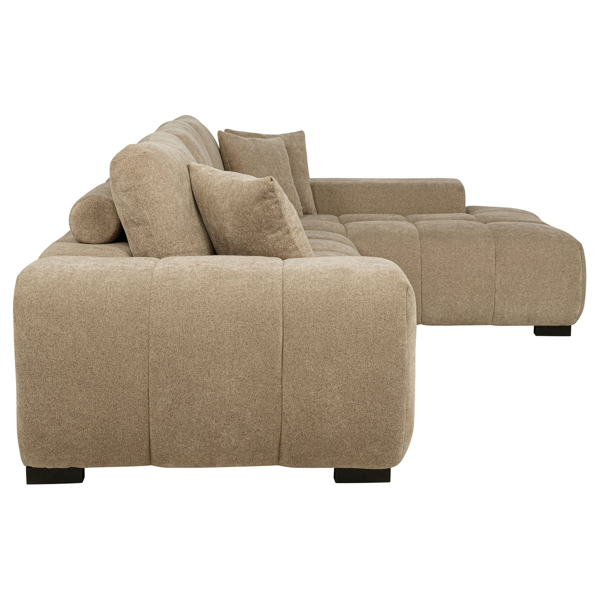 Plather Camel Upholstered Sectional Chaise Sofa