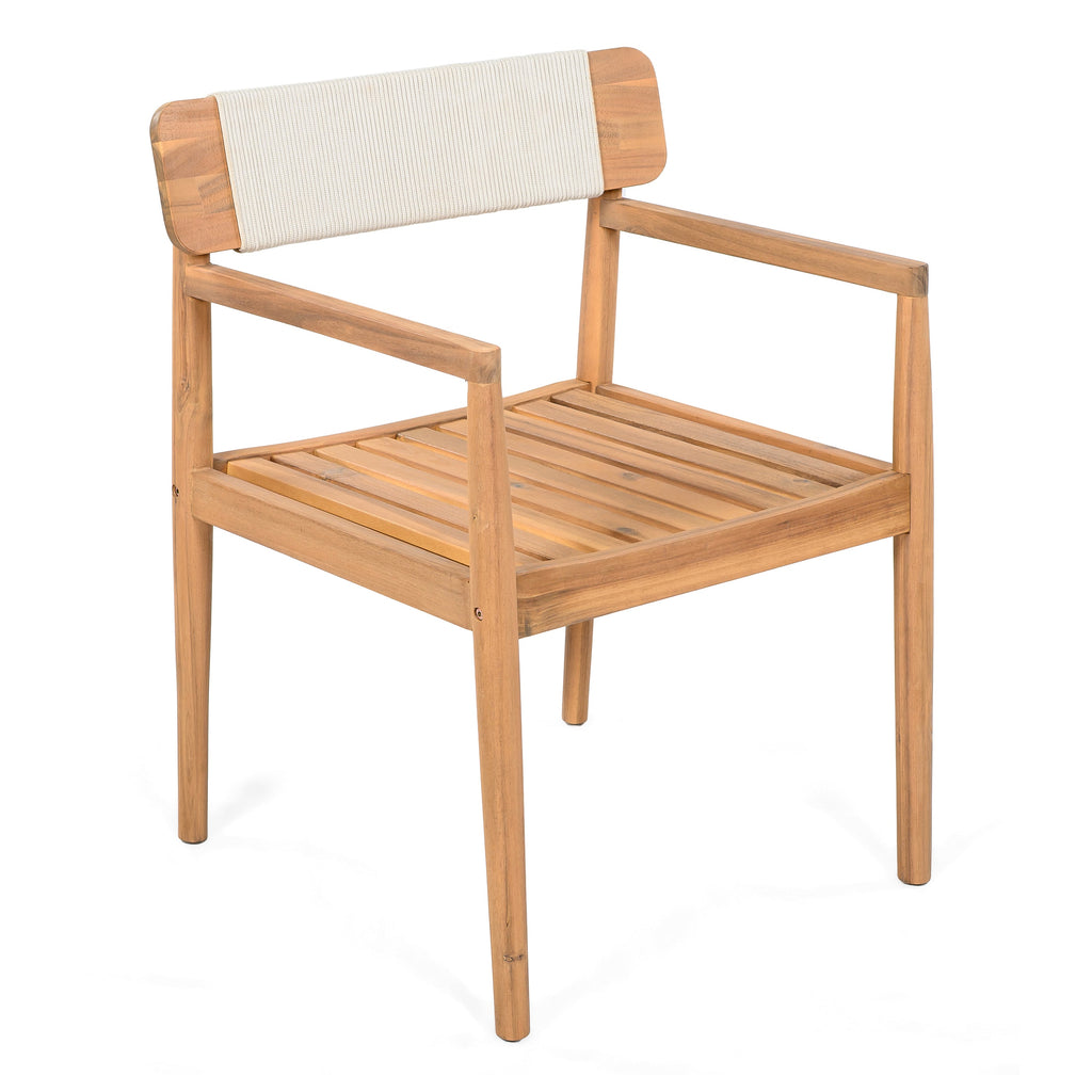 Creative Braided Acacia Wood Outdoor Dining Table and Chairs