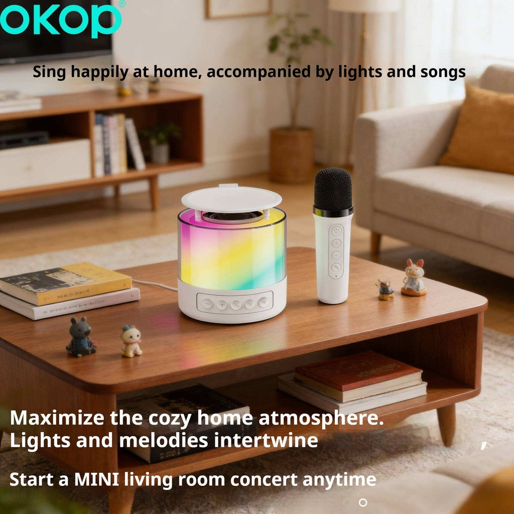 KP-K04 Best-Selling Portable Bluetooth Karaoke Speaker Wireless Microphone Set With Lights Suitable For Outdoors Kids And Home Use In Stock