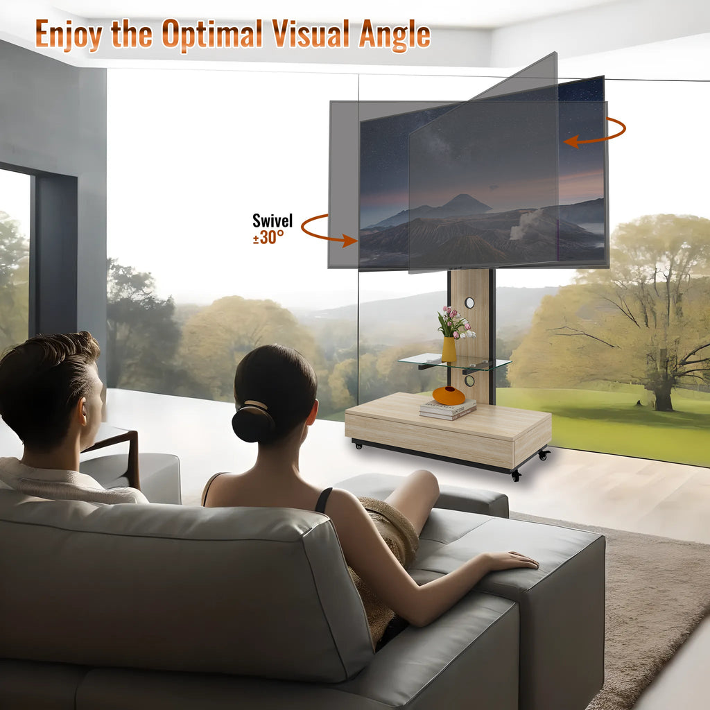 Elegant Mobile TV Stand with Push-Pull Drawer