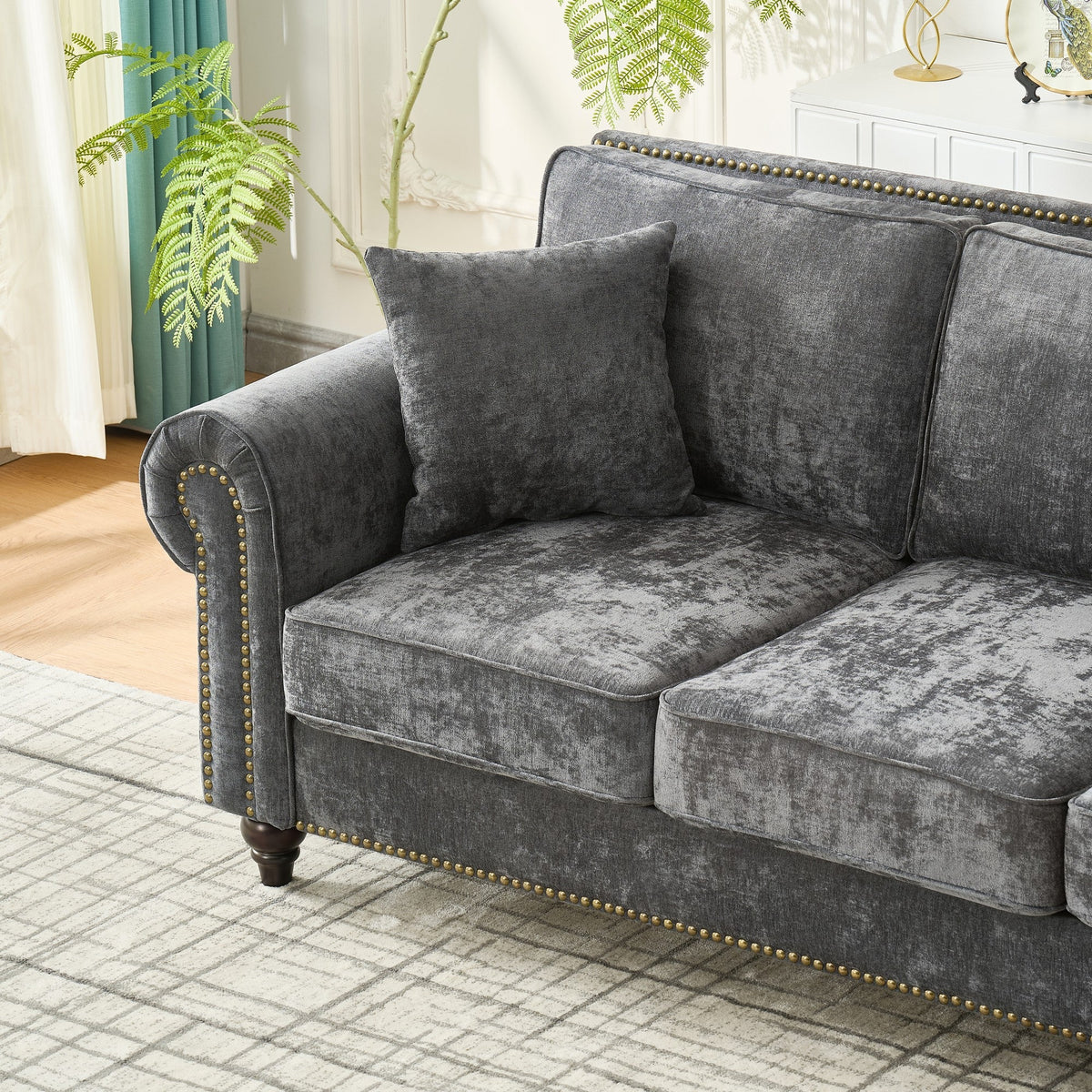 63" Modern 2-Seater Sofa with Rolled Arms