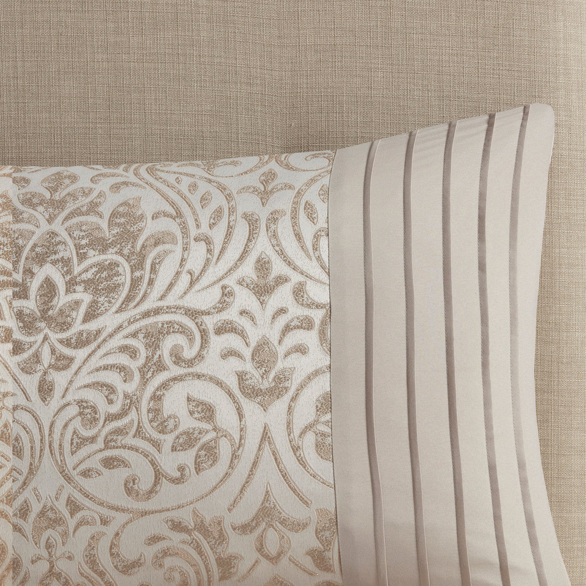 12 Piece Jacquard Comforter Set with Bed Sheets Khaki Cal King