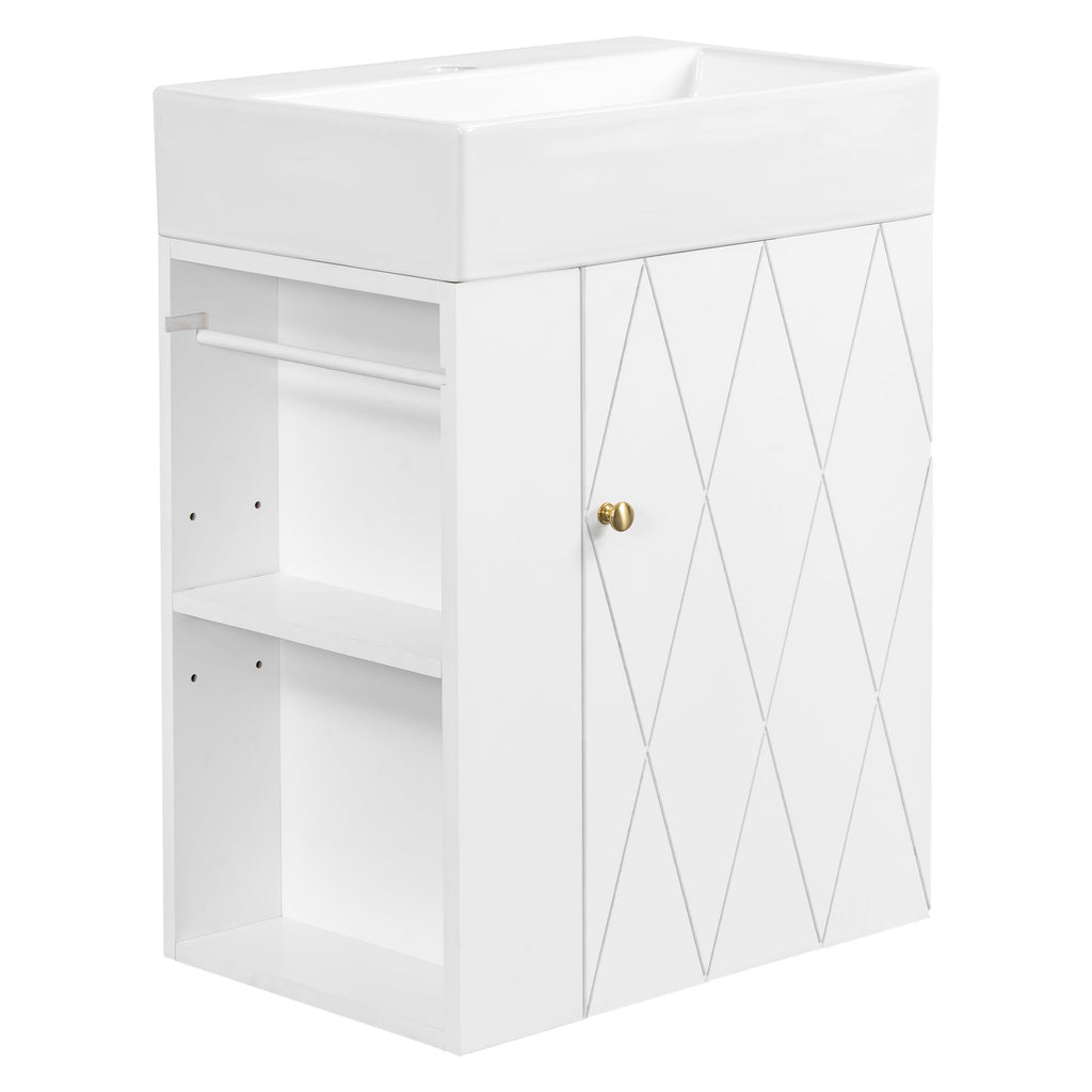 20 Inch Bathroom Vanity with Ceramic Sink