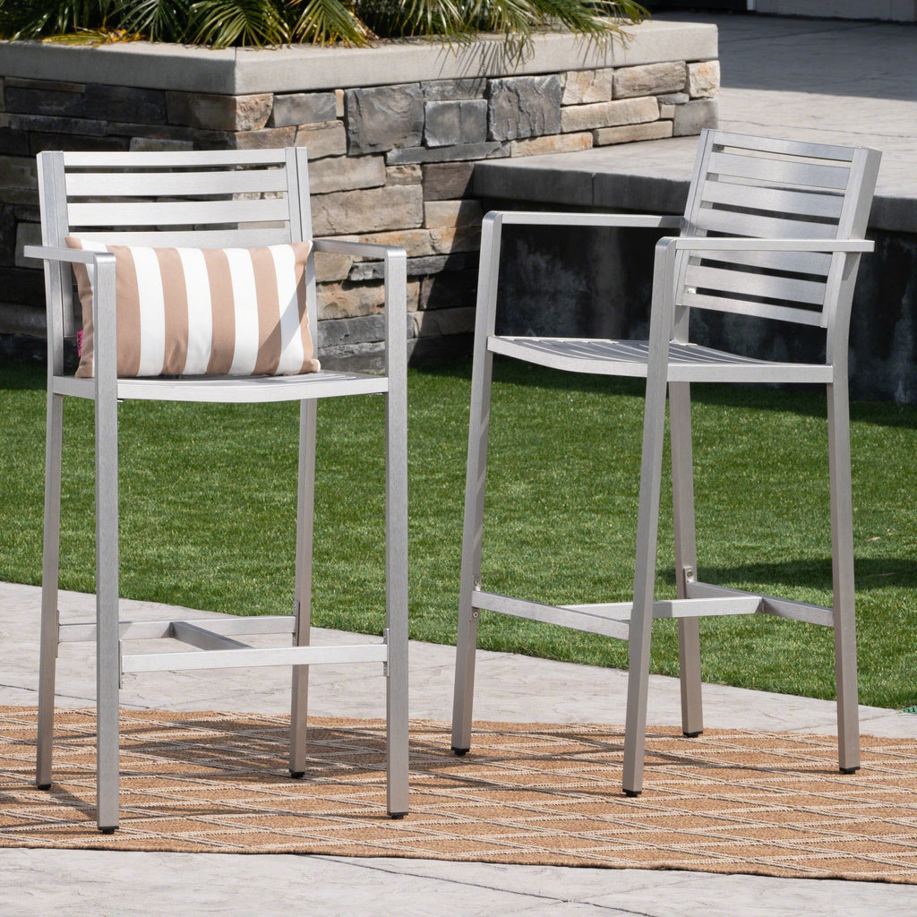 Outdoor 29.50" Barstools with Rust-Proof Aluminum Frame, Set of 2