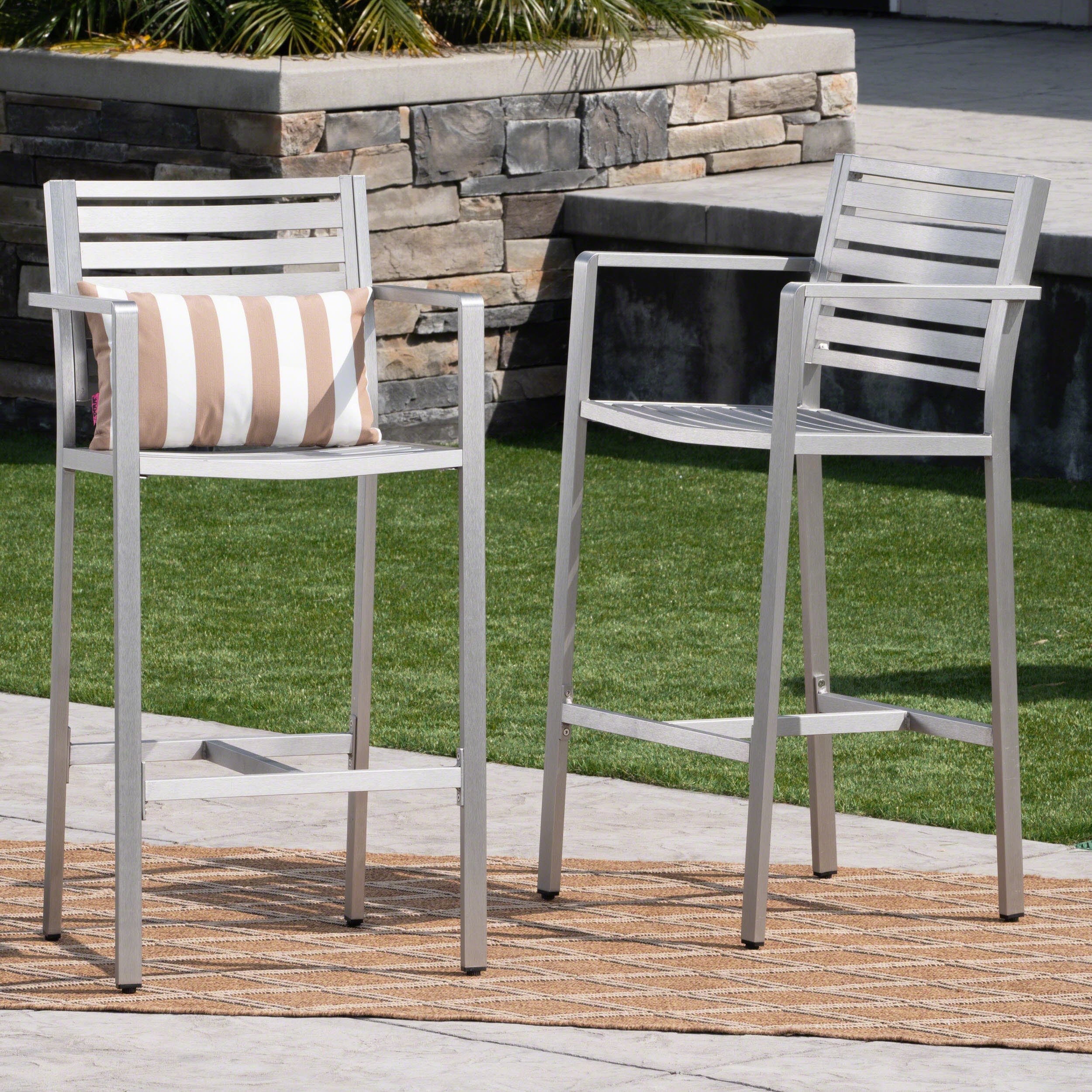 Outdoor 29.50" Barstools with Rust-Proof Aluminum Frame, Set of 2
