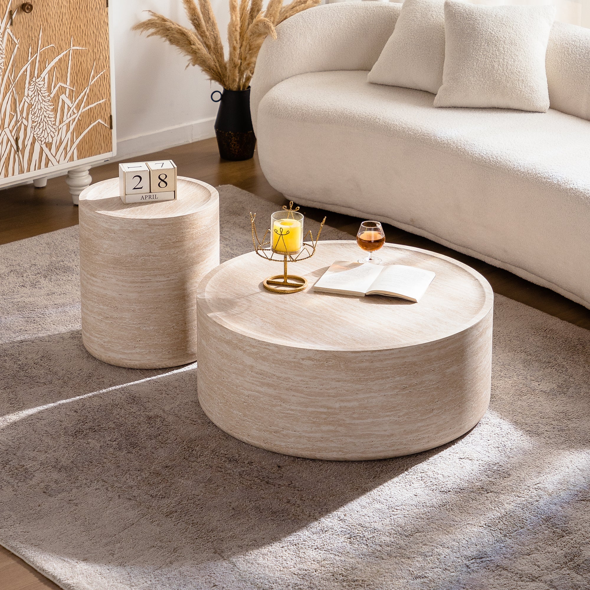 31.5'' Round Coffee Table with Mars Pattern for Living Room