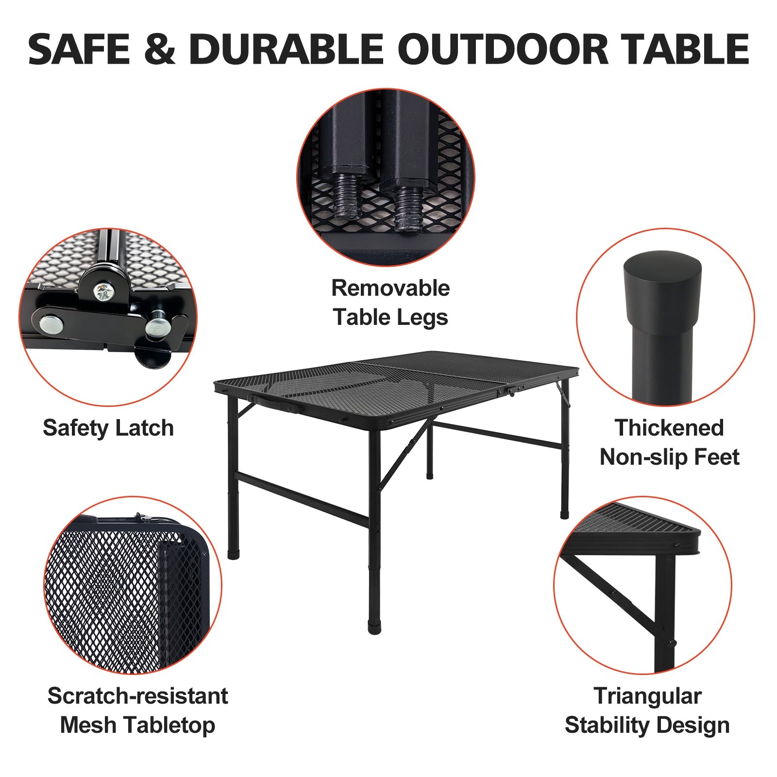 3FT Camping Table with Mesh Desktop