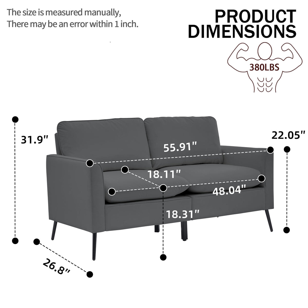TS Cat Paw Leather Upholstered Loveseat