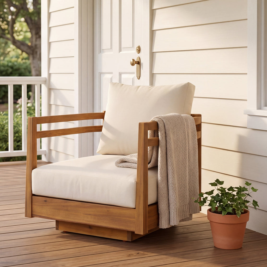 Acacia Wood Outdoor Swivel Chair